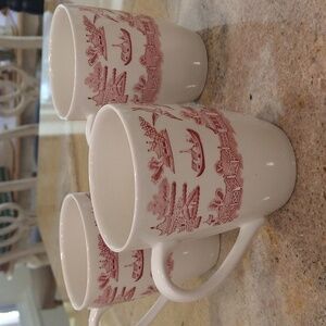 Vintage Churchill willow Rosa pink coffee tea mug made in england set of 3